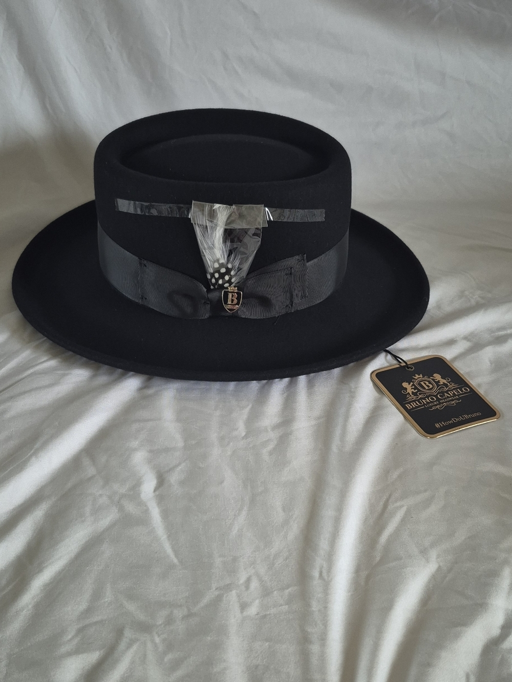 Bruno Capelo Gambler Collection Black Wool Fedora Hat - NWT